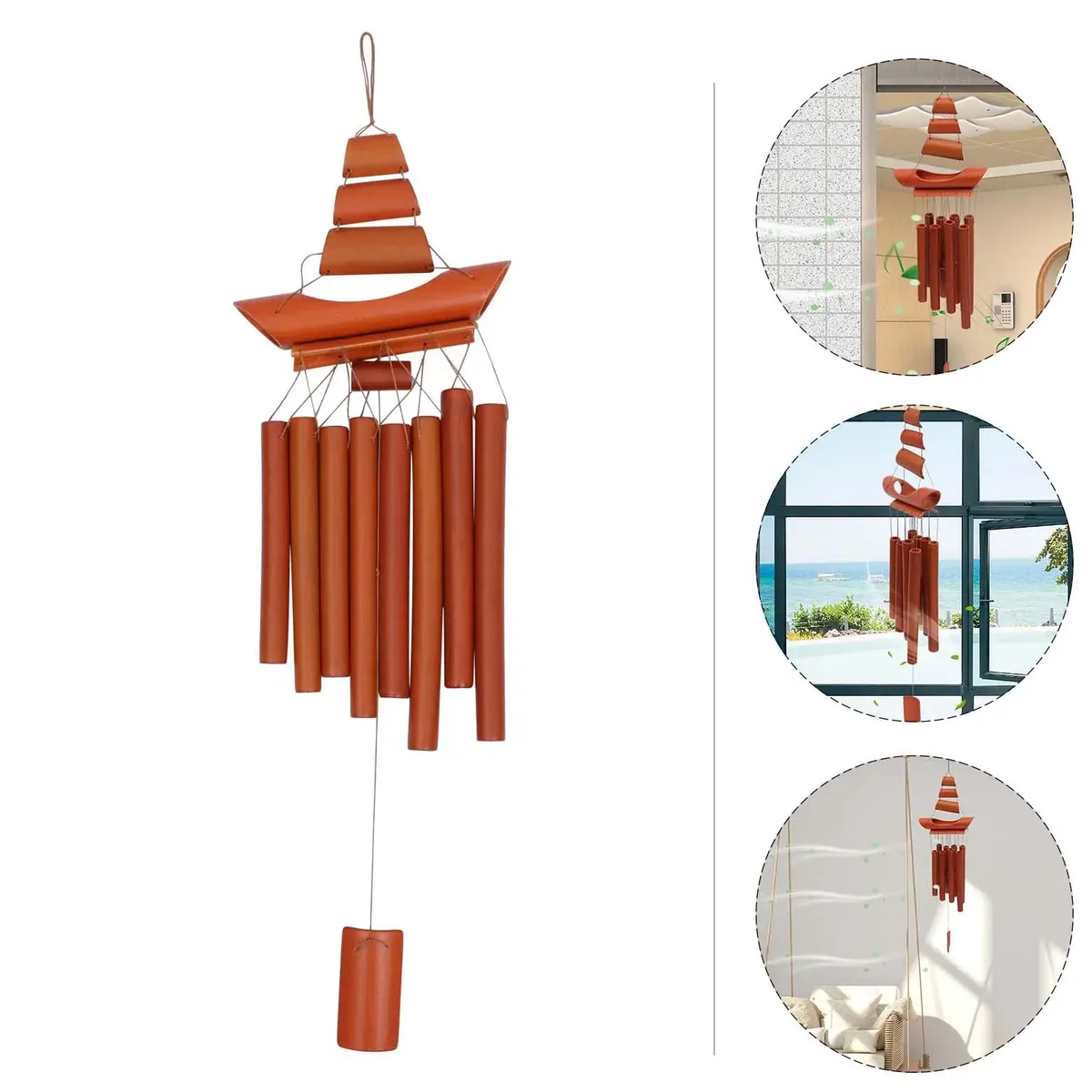 Carillon éolien en bambou et clochettes décoratives – Image 5