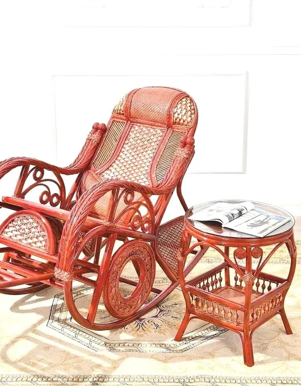 Chaise à bascule rotin bambou pour balcon et sieste – Image 2