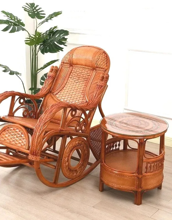 Chaise à bascule rotin bambou pour balcon et sieste – Image 3