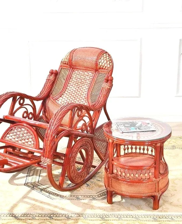 Chaise à bascule rotin bambou pour balcon et sieste – Image 4