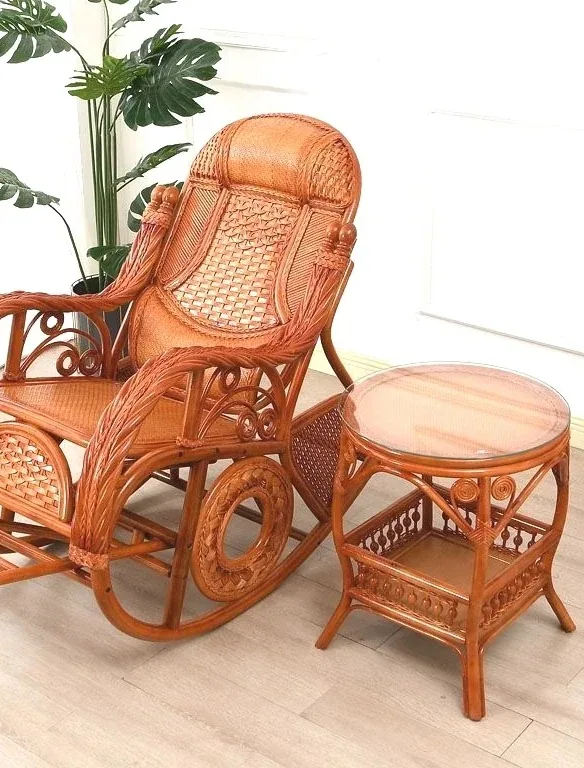 Chaise à bascule rotin bambou pour balcon et sieste – Image 5