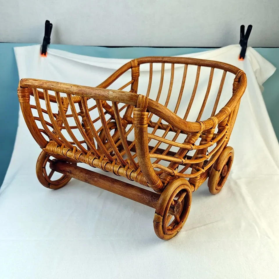 Chaise berceau rotin pour nouveau-né en bambou – Image 2