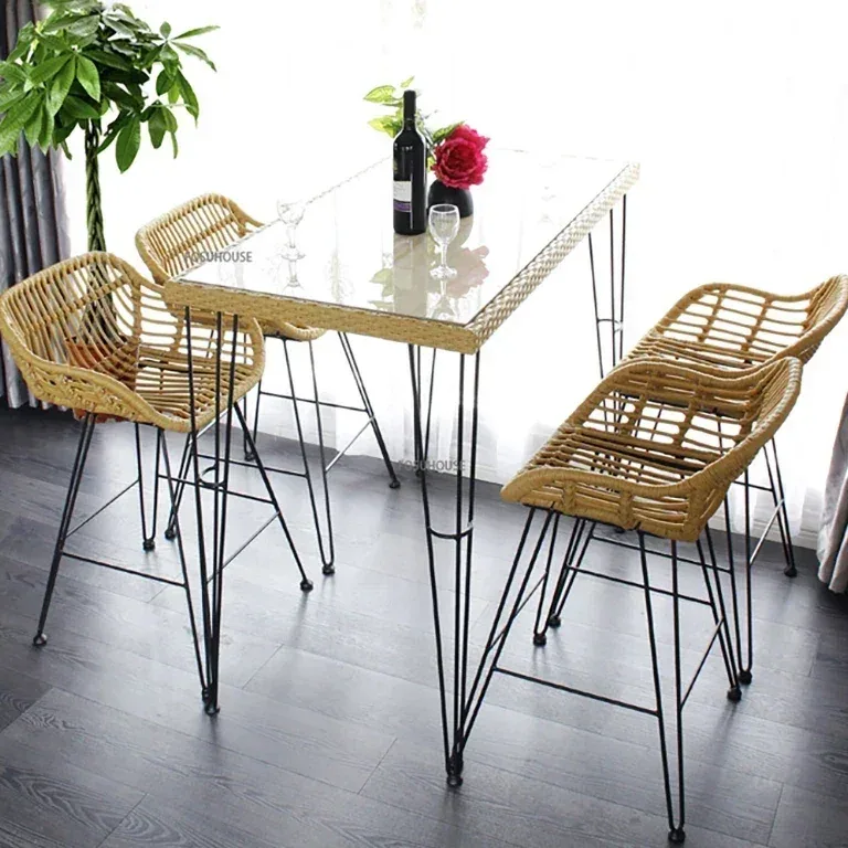 Chaise de bar en rotin moderne pour îlot – Image 2