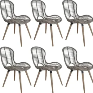 Chaise en rotin naturel à pieds en bois