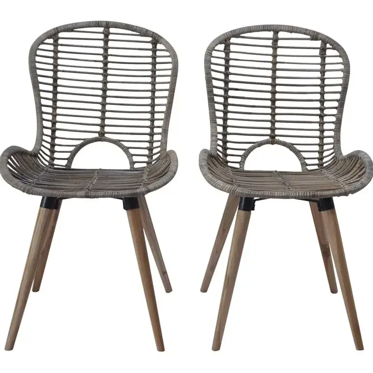 Chaise en rotin naturel à pieds en bois – Image 2