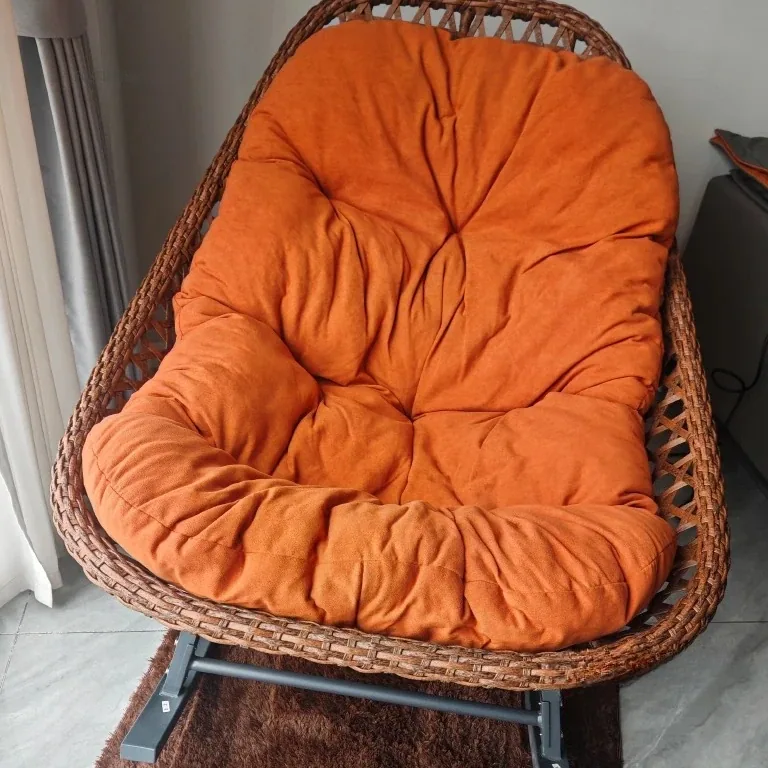 Chaise longue rocking en rotin pour intérieur et balcon – Image 5