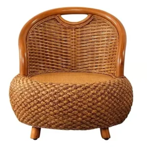 Chaise tatami rotin et bois - tabouret salon