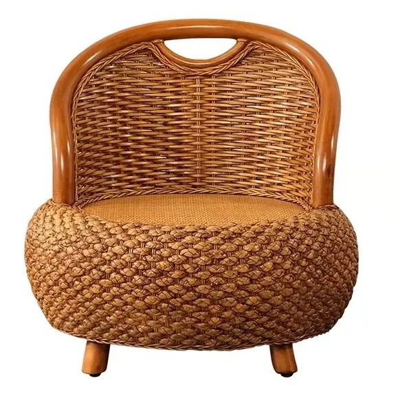 Chaise tatami rotin et bois - tabouret salon