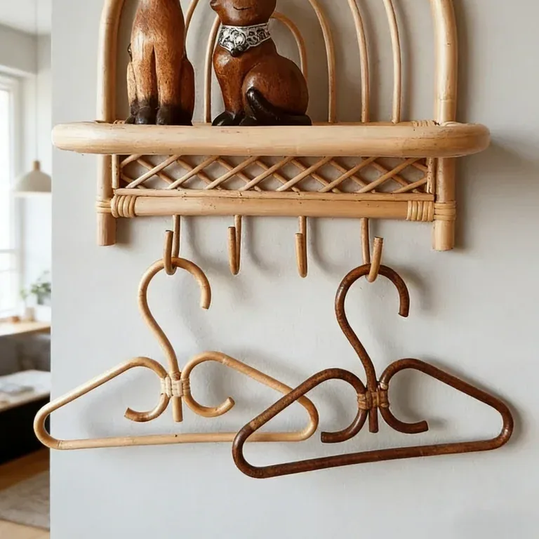 Cintre en rotin naturel fait main pour placard