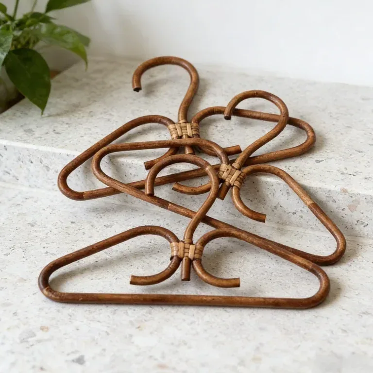 Cintre en rotin naturel fait main pour placard – Image 2