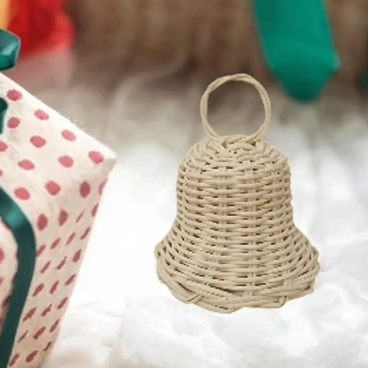 Clochettes rattan tissées main pour décoration de Noël – Image 3