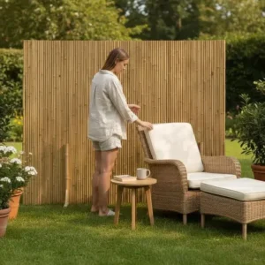 Clôture en bambou 180 x 170 cm pour jardin