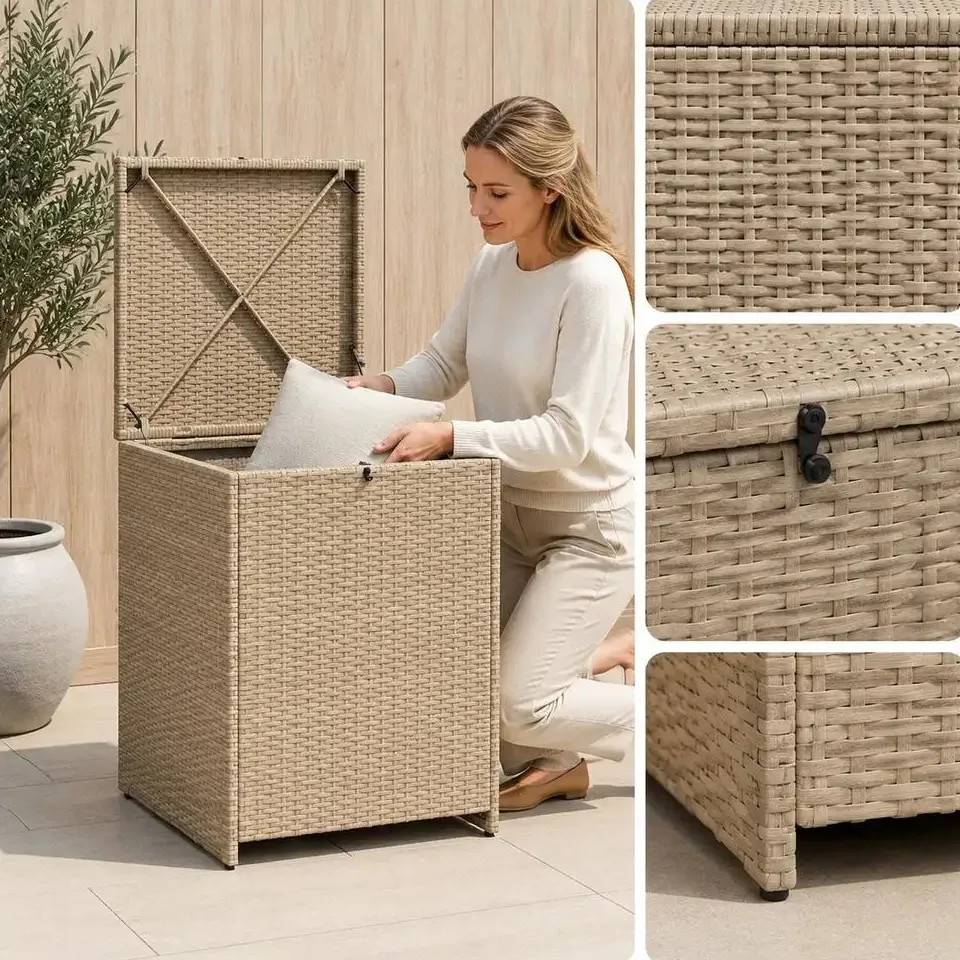 Coffre de rangement extérieur tressé 55×55×69 cm – Image 4
