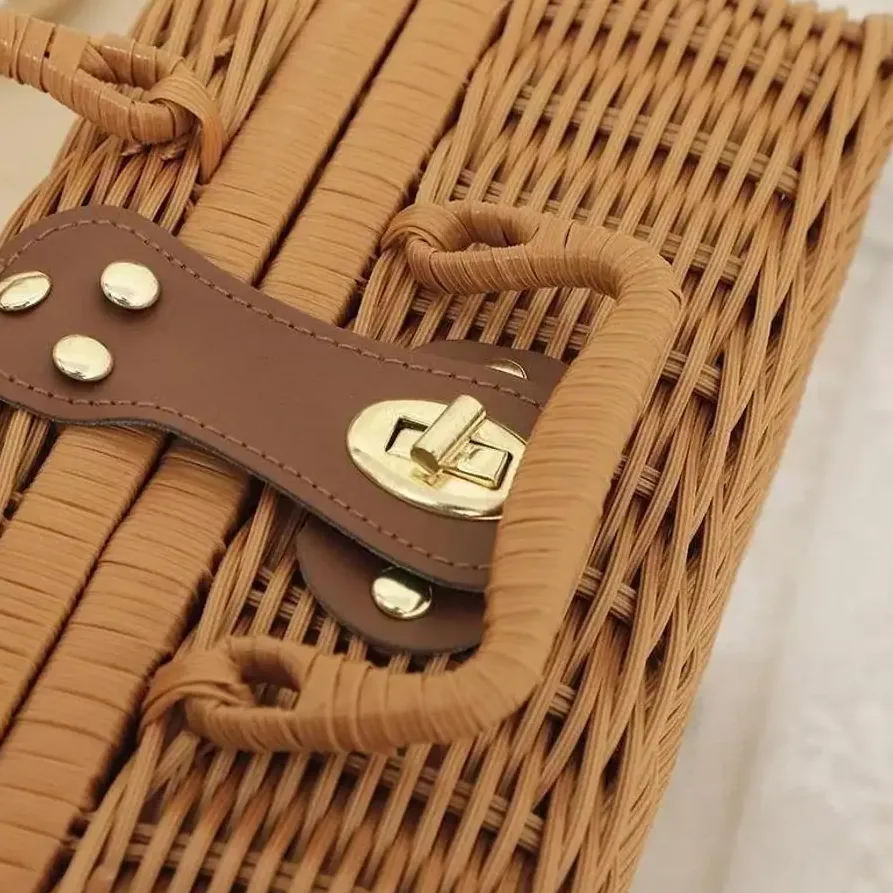 Coffre jouet style valise en rotin synthétique – Image 2