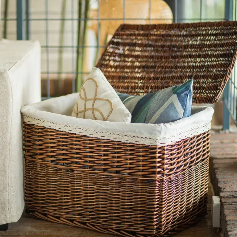 Coffre rotin naturel 50 L avec couvercle sculpté – Image 3