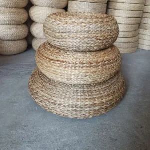 Coussin de méditation en paille tressée, futon épais