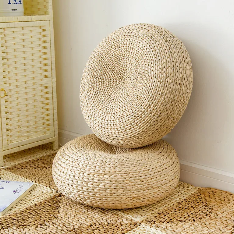 Coussin de méditation en paille tressée, futon épais – Image 4