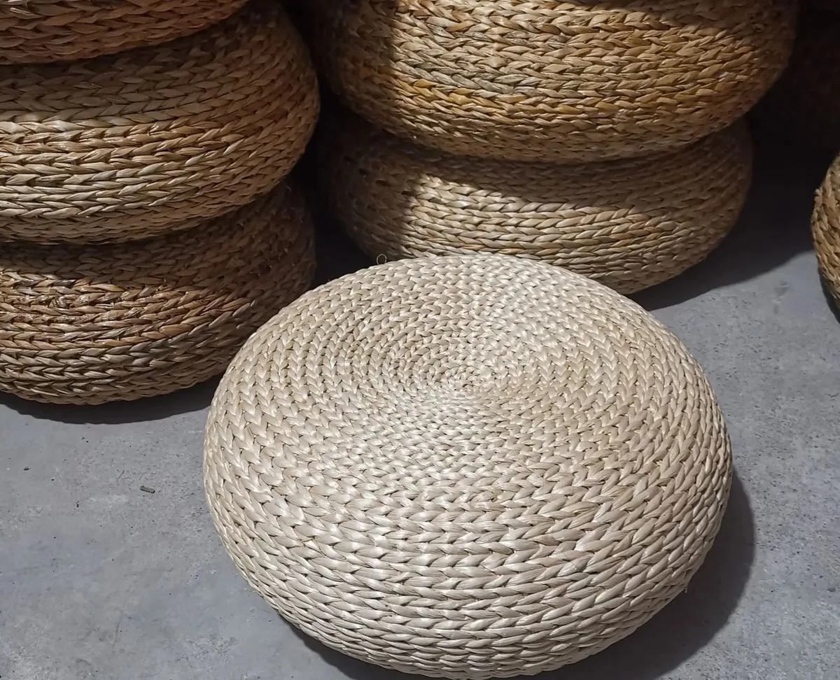 Coussin de méditation en paille tressée, futon épais – Image 5