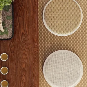 Coussin de sol rond en rotin épais pour méditation
