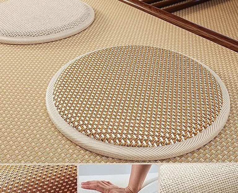 Coussin de sol rond en rotin épais pour méditation – Image 4