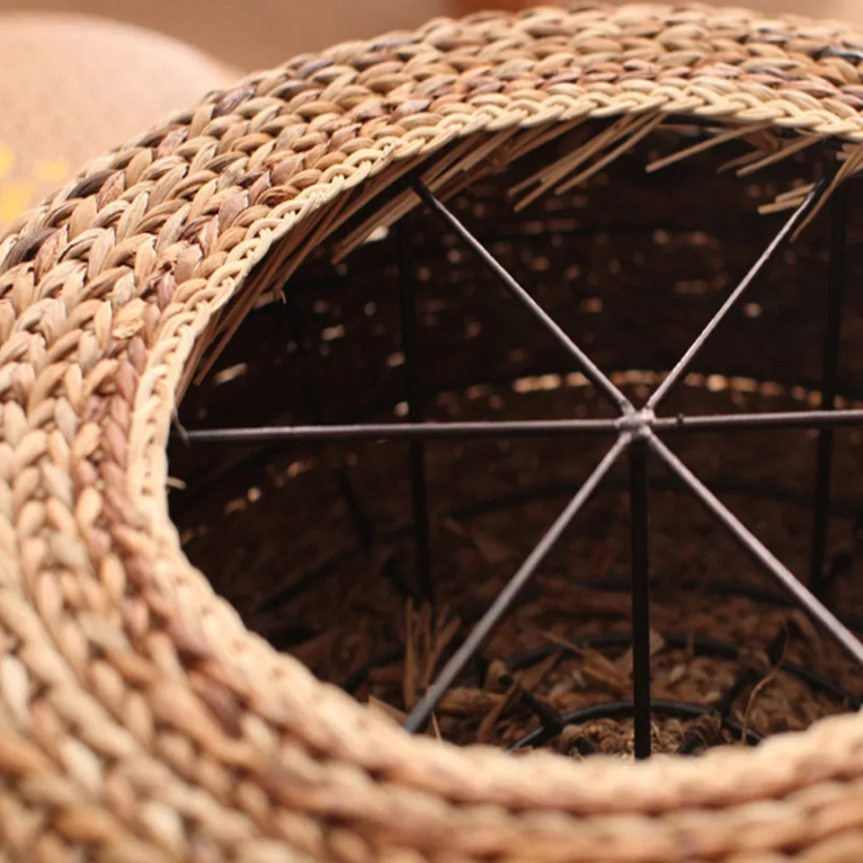 Coussin rond de méditation en paille style tatami – Image 2