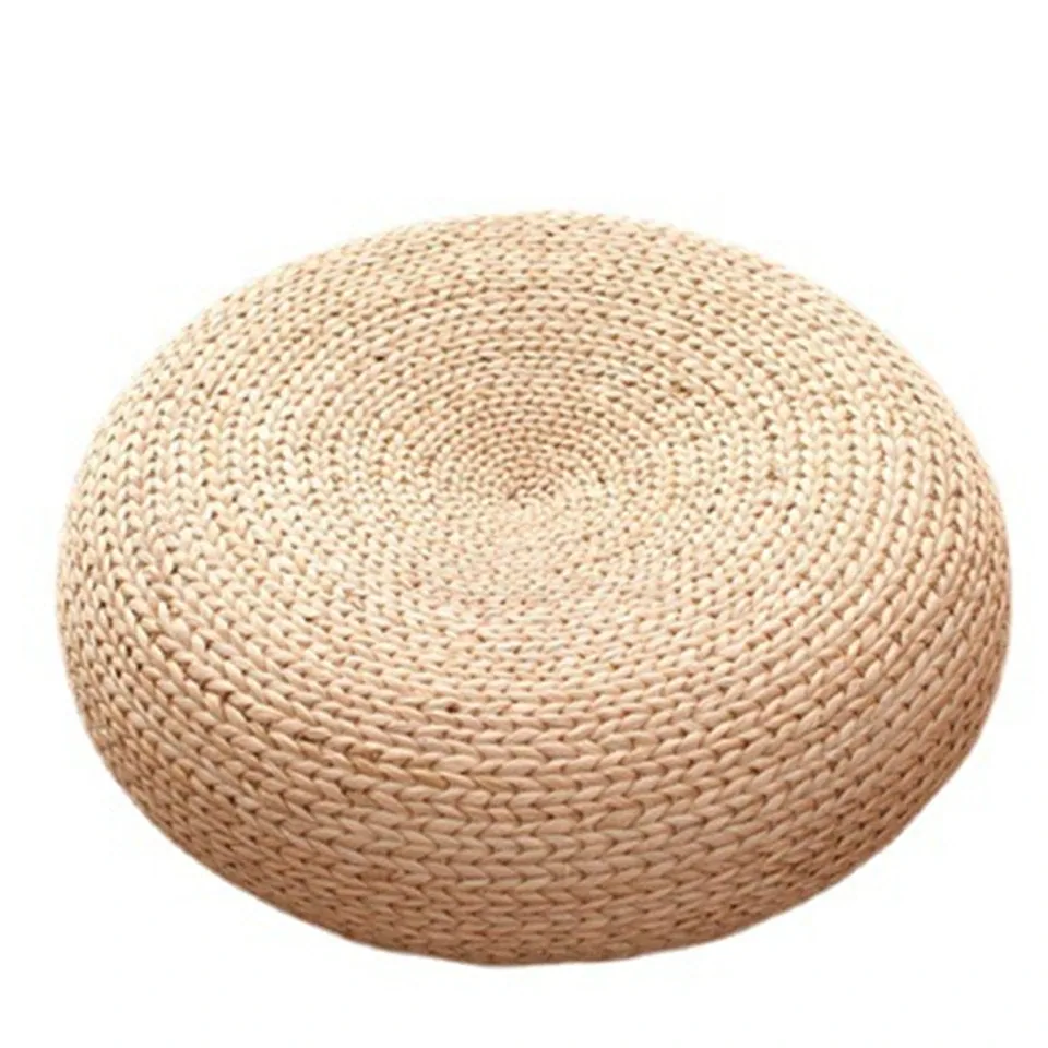 Coussin rond de méditation en paille style tatami – Image 5