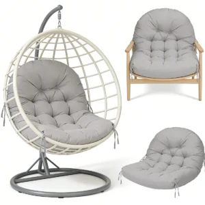 Coussin rond épais pour chaise œuf en rotin