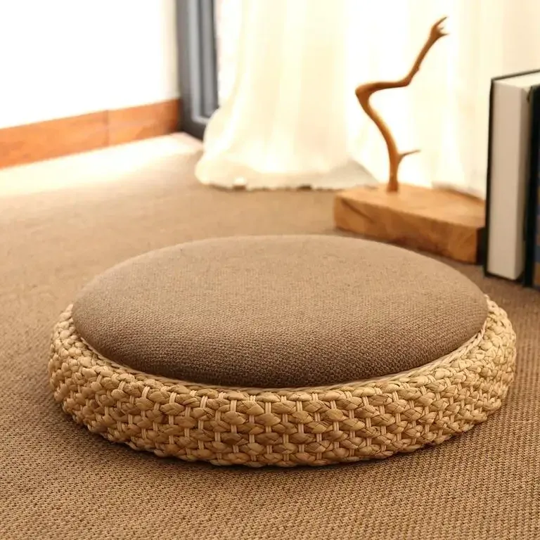 Coussin rotin pour tabouret de méditation style japonais – Image 2