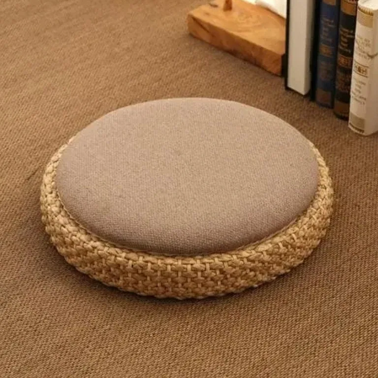 Coussin rotin pour tabouret de méditation style japonais – Image 3