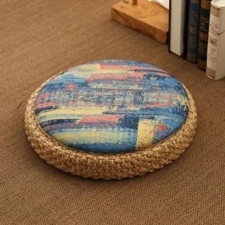 Coussin rotin pour tabouret de méditation style japonais – Image 4