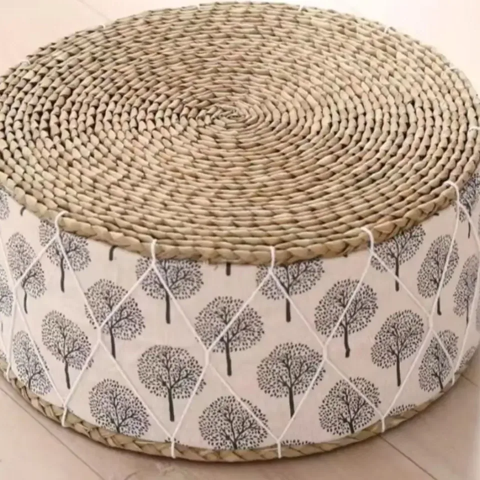 Coussin rotin rond tissé à la main Zafu portable – Image 3