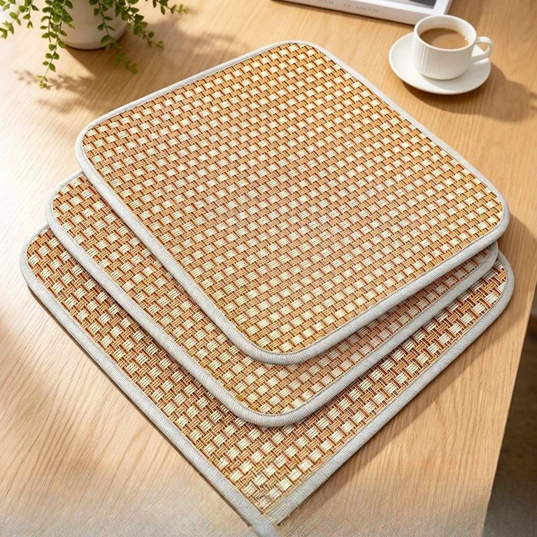 Coussin siège en soie glacée pour chaise rotin – Image 2