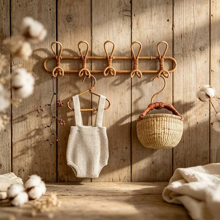 Crochet mural en rotin pour chambre d'enfant