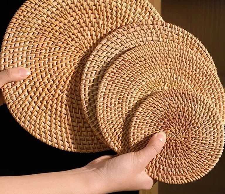 Dessous de verre ronds en rotin tressé pour automne – Image 4