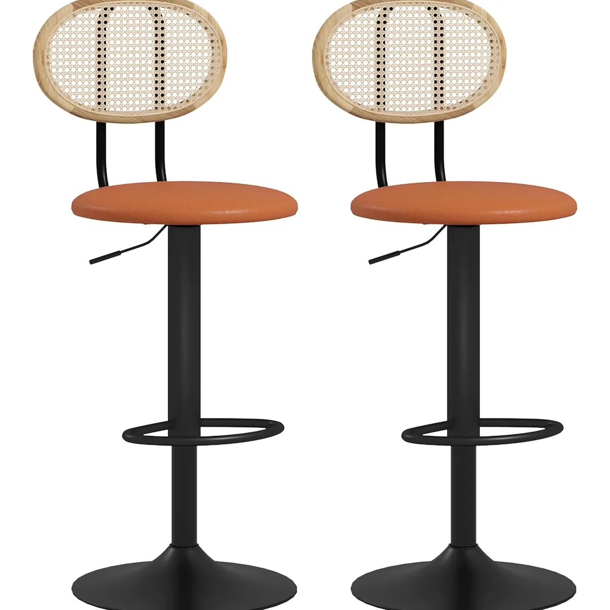 Ensemble 2 tabourets de bar réglables en bambou rotin – Image 2