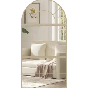 Ensemble 3 miroirs muraux arche métal style fenêtre