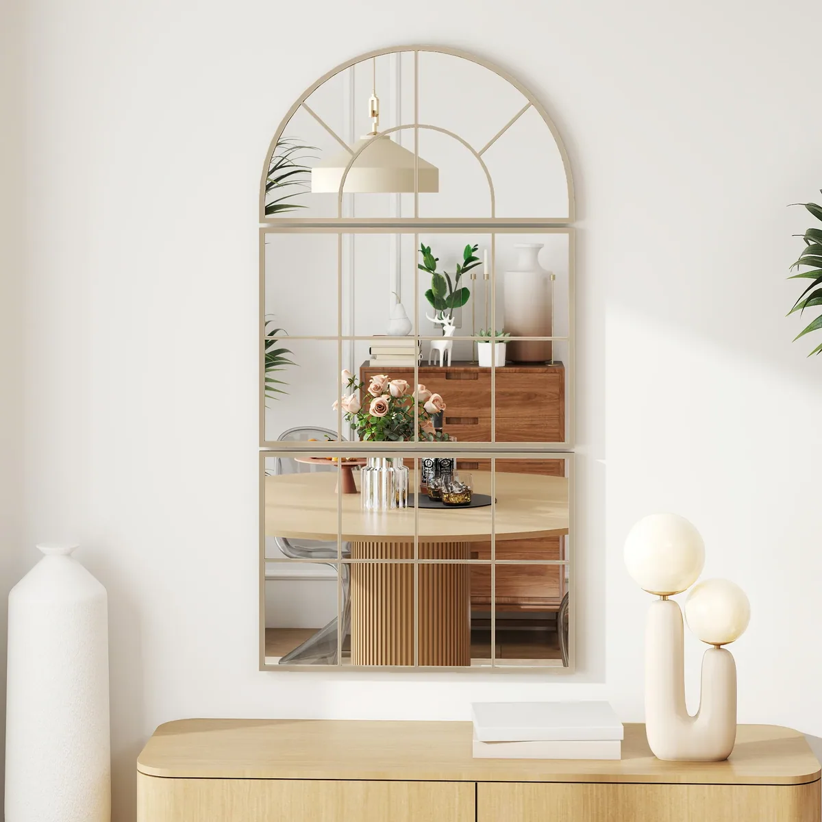 Ensemble 3 miroirs muraux arche métal style fenêtre – Image 2