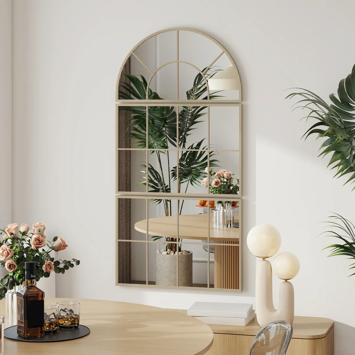 Ensemble 3 miroirs muraux arche métal style fenêtre – Image 3