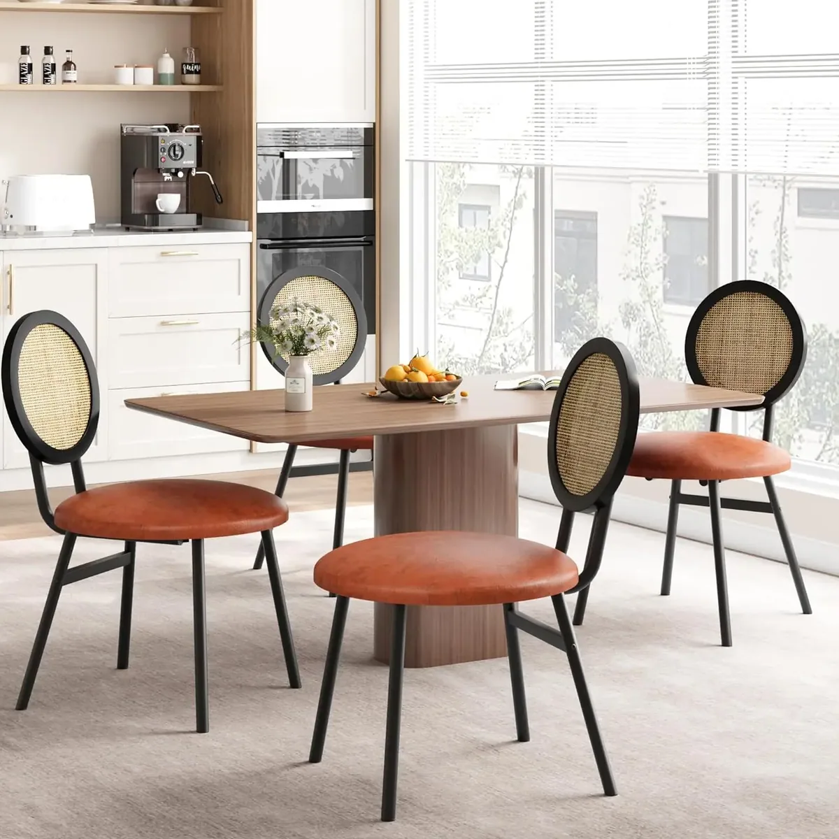 Ensemble chaises salle à manger rotin et cuir PU – Image 3