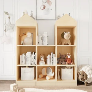 Étagère 8 compartiments en bois pour jouets blanc