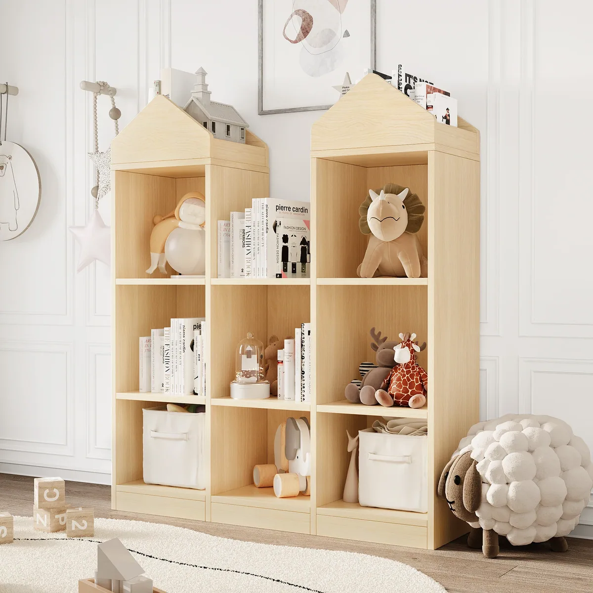 Étagère 8 compartiments en bois pour jouets blanc – Image 2