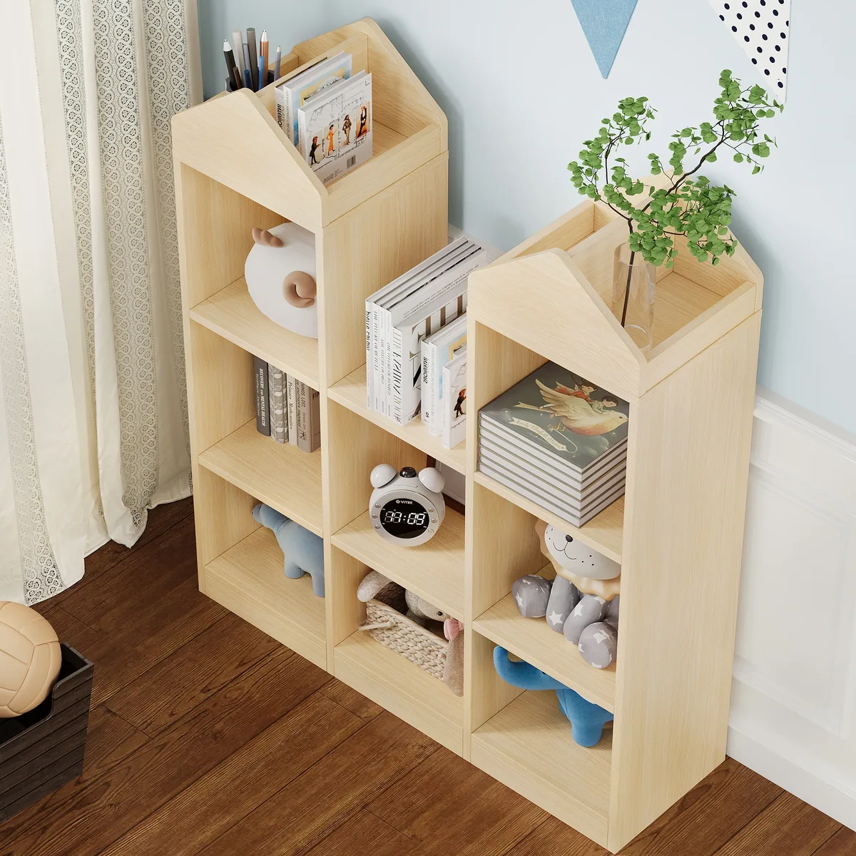 Étagère 8 compartiments en bois pour jouets blanc – Image 3