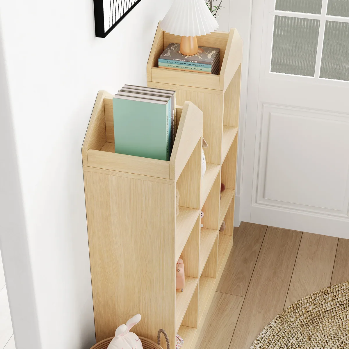 Étagère 8 compartiments en bois pour jouets blanc – Image 4