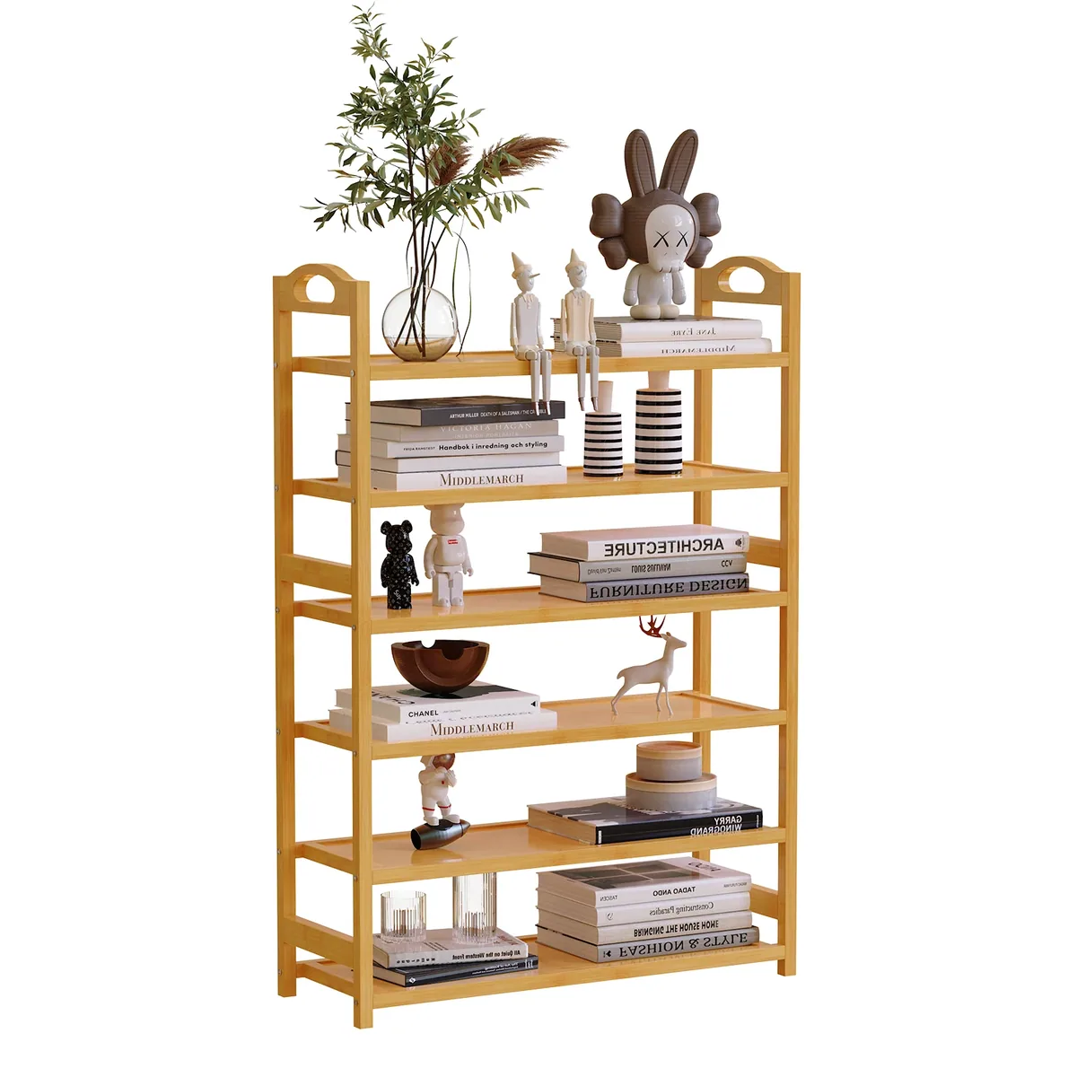 Étagère autoportante bambou 5 niveaux 70x24x102 cm