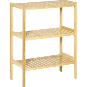 Étagère bambou 3 niveaux multiusages 62x33x80 cm