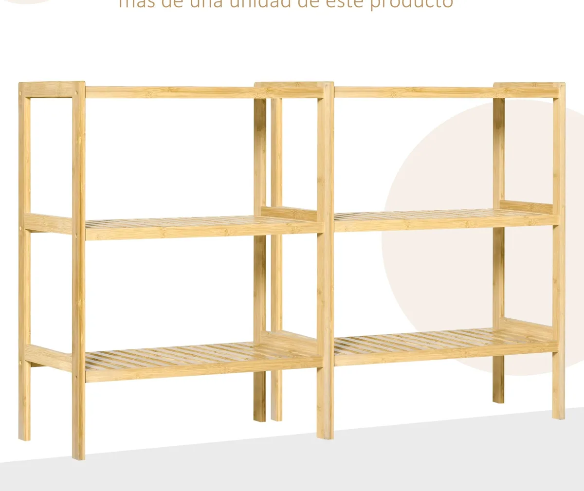 Étagère bambou 3 niveaux multiusages 62x33x80 cm – Image 3