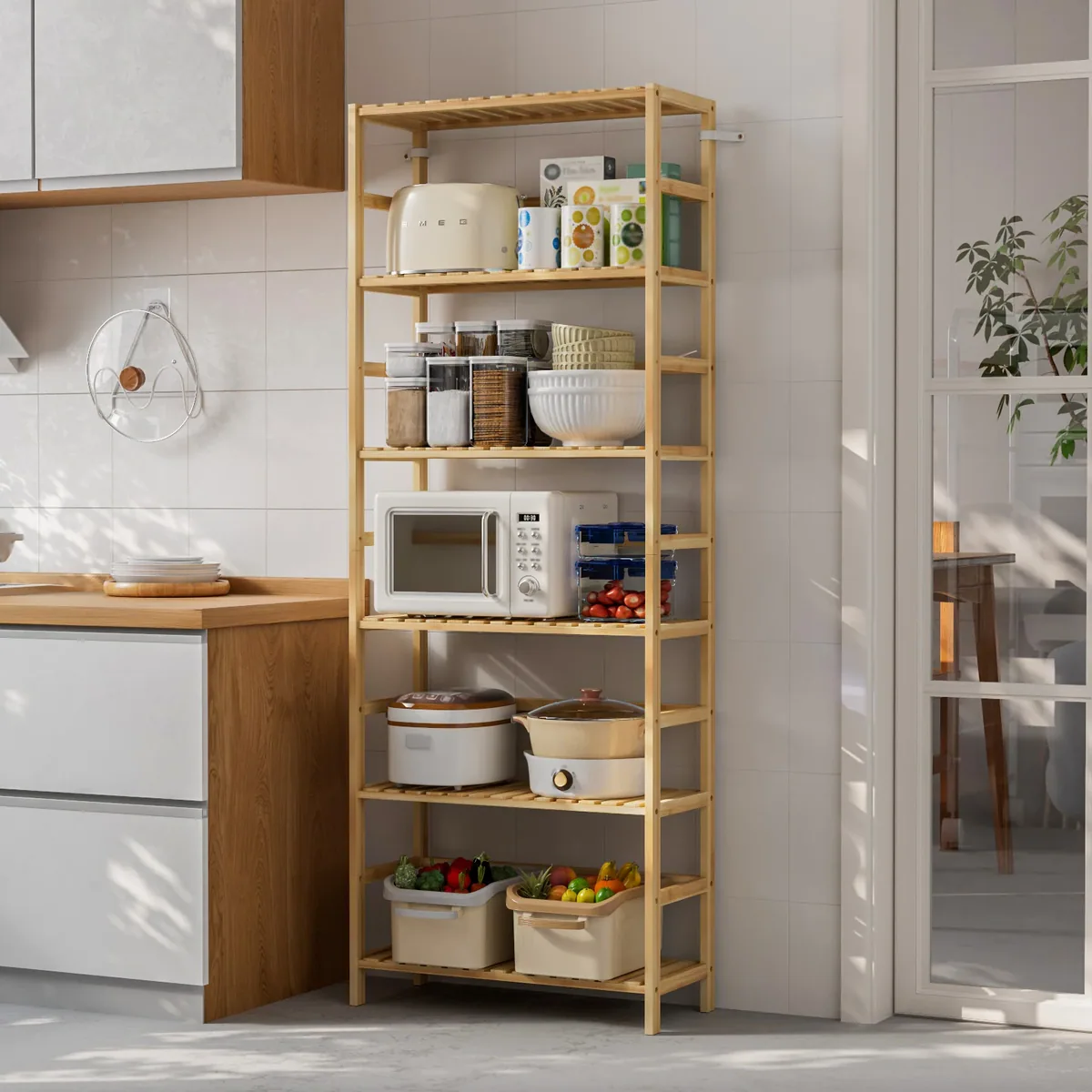 Étagère bambou 6 niveaux modulable pour intérieur – Image 4