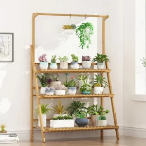 Étagère bambou pliante 3 niveaux pour plantes