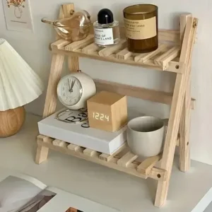 Étagère bureau trapézoïdale pliante en bois