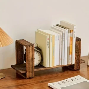 Étagère de bureau en bambou compacte pour rangement